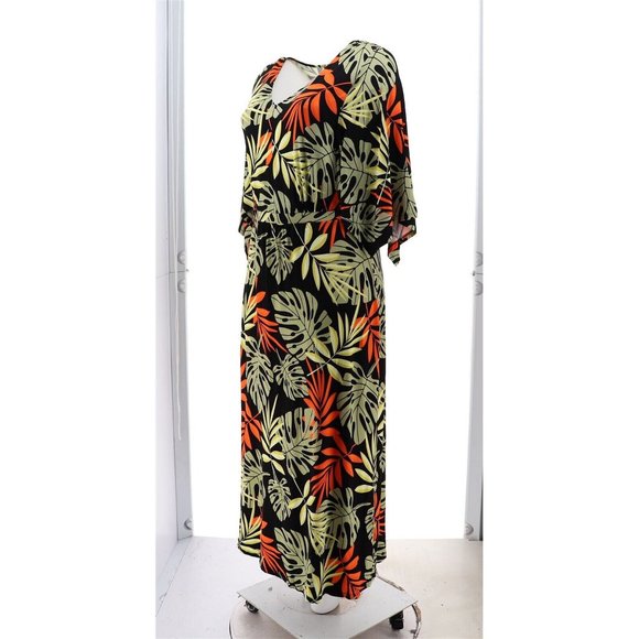 NWT G BY GIULIANA ECOLUXE KNIT DRESS‎ BLACK PALM LARGE - Picture 2 of 12